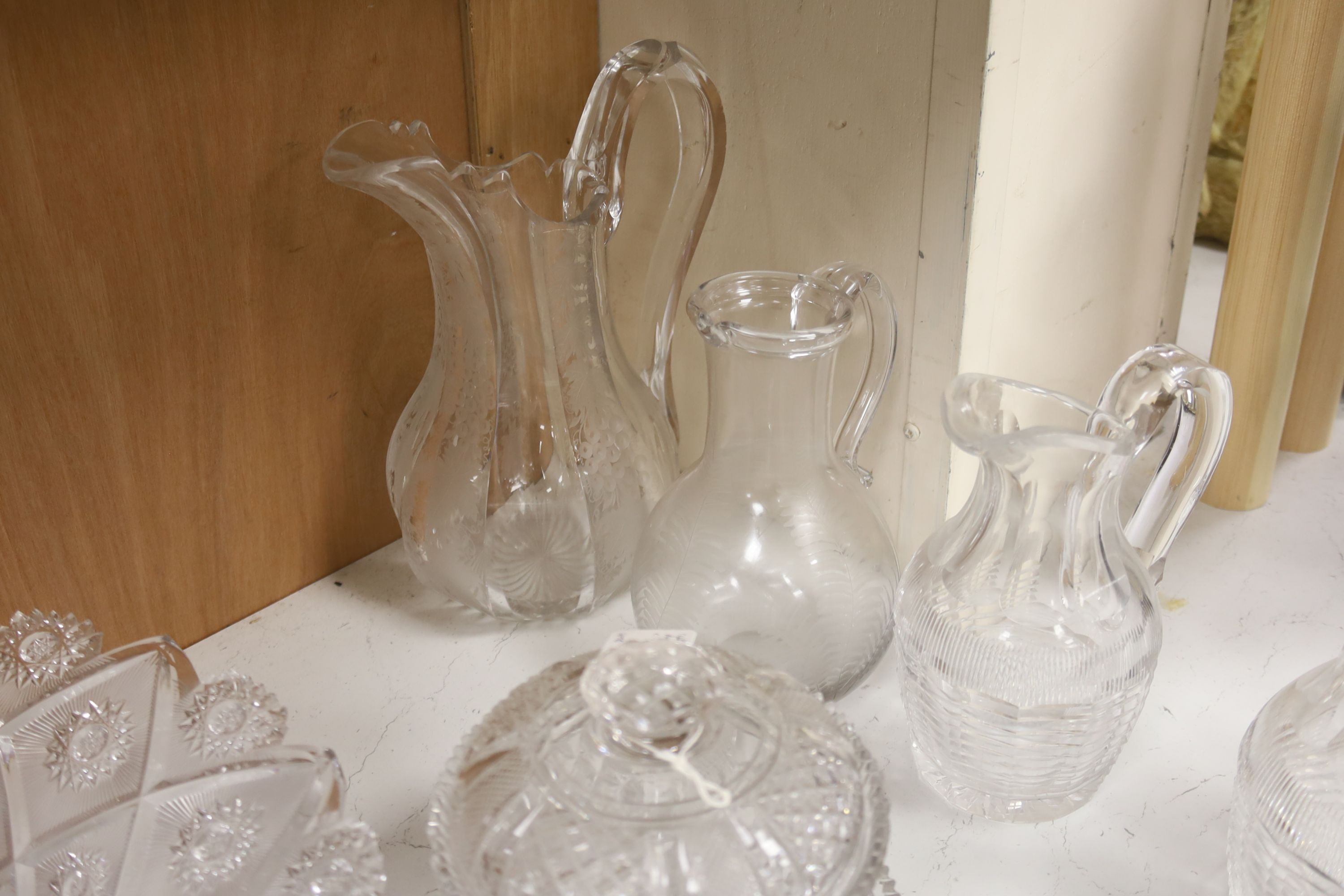 A quantity of deep cut table glassware, 19th century